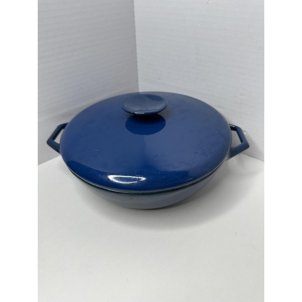 Vintage Copco M3 Cast Iron 3 Qt Casserole Pan Pot W Lid 10 In Blue Denmark